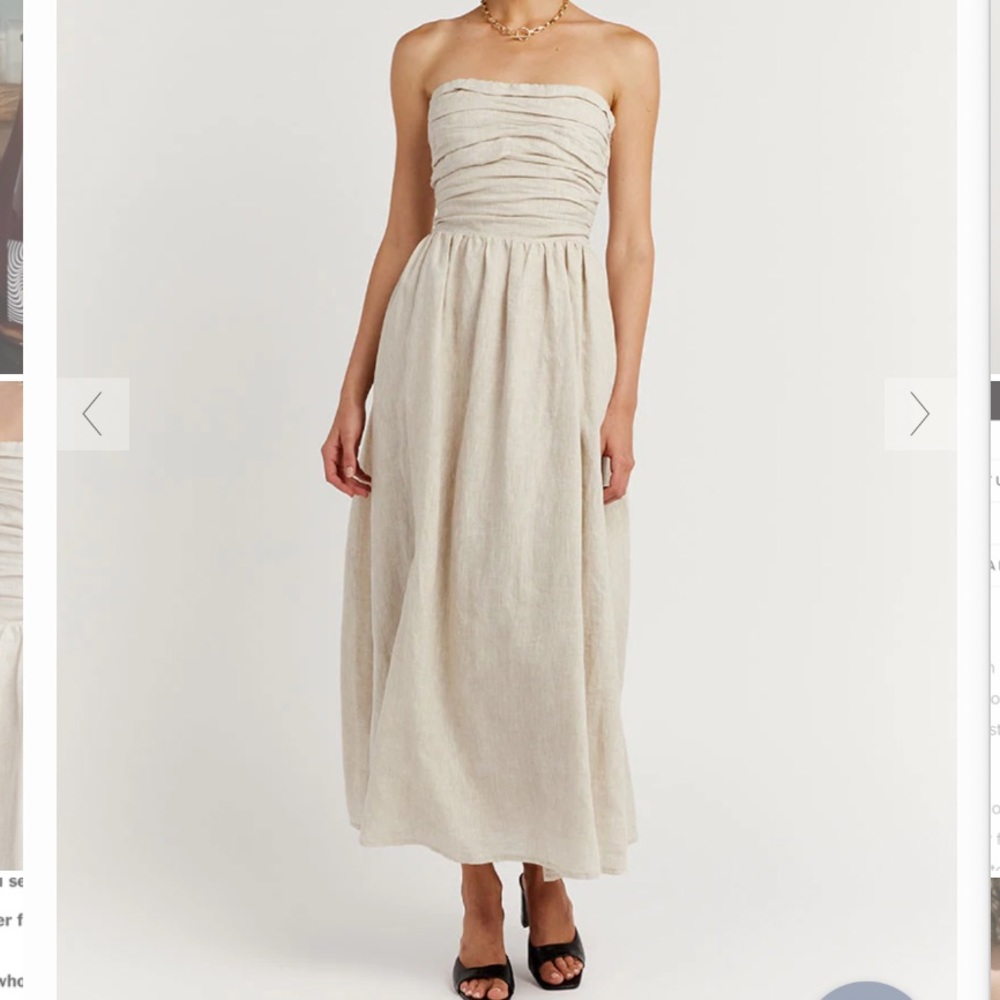 NEWT DISSH LEXI NATURAL LINEN MIDI DRESS
